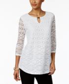 Jm Collection Lace Keyhole Top, Only At Macy's