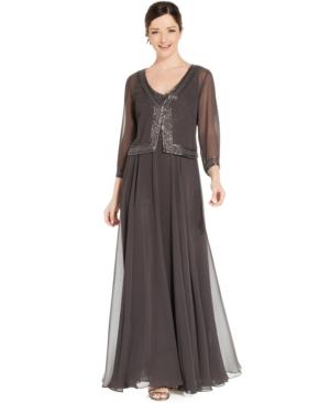 J Kara Sleeveless Beaded Chiffon Gown And Jacket