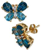 Multi-gemstone Butterfly Stud Earrings (5 Ct. T.w.) In 14k Gold-plated Sterling Silver