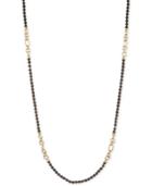 Anne Klein Gold-tone Jet Bead And Link Necklace