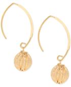 Textured Ball Hoop Threader Earrings In 14k Gold