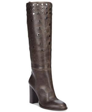 Nine West Quatrina Grommet Block-heel Tall Boots Women's Shoes