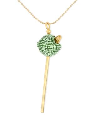 Simone I. Smith 18k Gold Over Sterling Silver Necklace, Medium Lime Green Crystal Lollipop Pendant