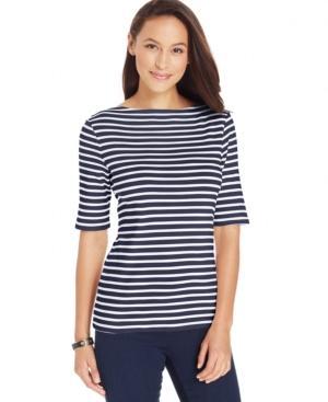Charter Club Pima Short-sleeve Striped Top