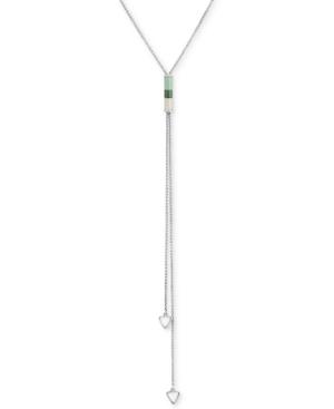Lucky Brand Silver-tone Thread-wrap And Stone Y-neck Necklace, 25 + 2 Extender