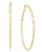 Textured Large Oval Hoop Earrings In 14k Gold