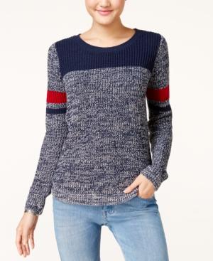Freshman Juniors' Marled Colorblocked Sweater