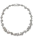 Jewel Badgley Mischka Silver-tone Crystal Leaf 16 Collar Necklace