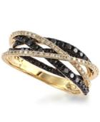 Caviar By Effy Black (1/2 Ct. T.w.) And White (1/2 Ct. T.w.) Diamond Crossover Ring In 14k Gold