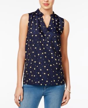 Maison Jules Lemon-print Ruffle-neck Top, Only At Macy's