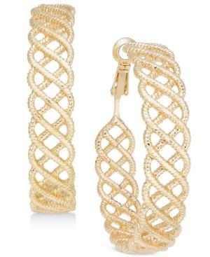 Inc International Concepts Gold-tone Textured Woven Hoop Earrings, Created For Macy's