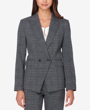 Tahari Asl Petite Double-breasted Plaid Jacket