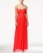 City Studios Juniors' Jeweled Illusion One-shoulder Gown, A Macy's Exclusive