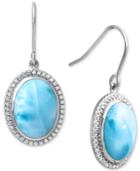 Marahlago Larimar & White Sapphire (3/8 Ct. T.w.) Oval Drop Earrings In Sterling Silver