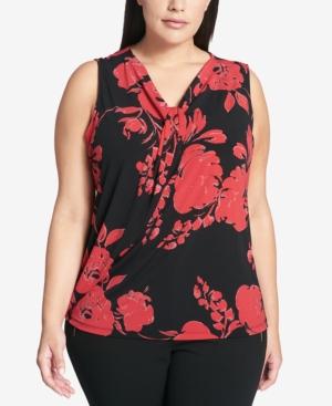 Calvin Klein Plus Size Printed Twist-neck Shell