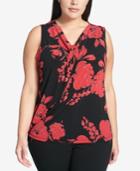 Calvin Klein Plus Size Printed Twist-neck Shell