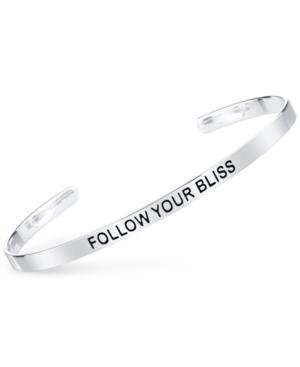 Unwritten Follow Your Bliss Engraved Cuff Bracelet In Sterling Silver