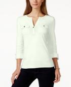 Charter Club Solid Split-neck Henley Top, Only At Macy's