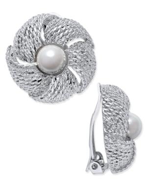 Erwin Pearl Atelier For Charter Club Gold-tone Imitation Pearl Flower Clip-on Earrings, Only At Macy's