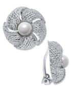 Erwin Pearl Atelier For Charter Club Gold-tone Imitation Pearl Flower Clip-on Earrings, Only At Macy's
