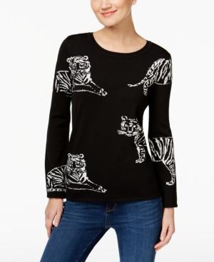 Inc International Concepts Tiger-print Intarsia Sweater, Only At Macy's