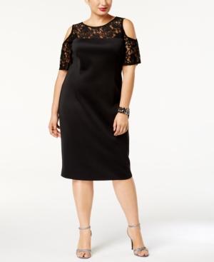 Sl Fashions Plus Size Cold-shoulder Scuba Dress