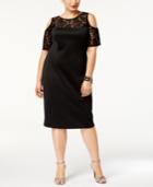 Sl Fashions Plus Size Cold-shoulder Scuba Dress