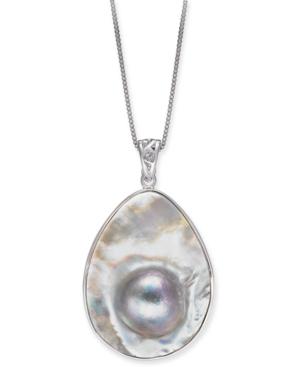 Mabe Blister Pearl (34 X 24mm) 18 Pendant Necklace In Sterling Silver