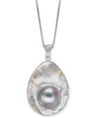Mabe Blister Pearl (34 X 24mm) 18 Pendant Necklace In Sterling Silver