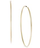 Polished Large Wire Hoop Earrings In 14k Gold, 2 1/3 Inch
