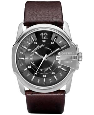 Diesel Men's Master Chief Dark Brown Leather Strap Watch 45x51mm