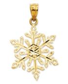 14k Gold Charm, Diamond-cut Snowflake Charm