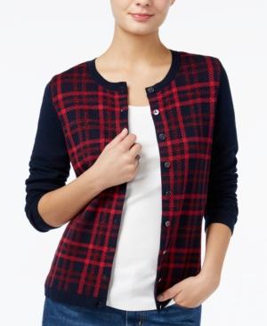 Tommy Hilfiger Marilyn Sparkle Plaid Cardigan, Only At Macy's