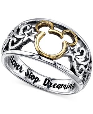 Disney Open Work Mickey Mouse Ring In Sterling Silver And 14k Gold Plating