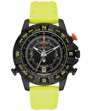 Nautica Men's Tide Compass Yellow Rubber Strap Watch 46mm Nad21000g