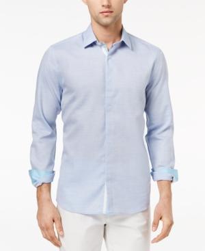 Ryan Seacrest Distinction Men's Slim-fit Blue Heather Sport Shirt, Created For Macy's