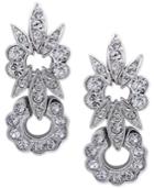 Nina Silver-tone Swarovski Crystal Floral Drop Earrings