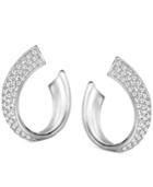 Swarovski Silver-tone Crystal Pave Swirl Stud Earrings