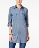 Style & Co. Mixed-media Utility Tunic Shirt, Only At Macy's