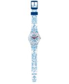 Swatch Unisex Swiss Blue Poetry Exotic Charm Blue & White Silicone Strap Watch 34mm Gw171