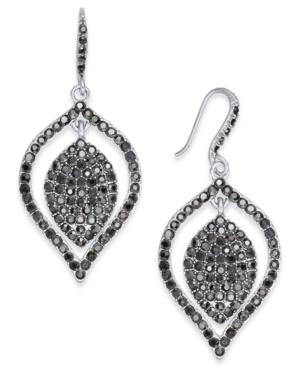 Inc International Concepts Silver-tone Hematite Pave Drop Earrings, Created For Macy's