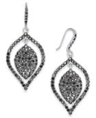 Inc International Concepts Silver-tone Hematite Pave Drop Earrings, Created For Macy's
