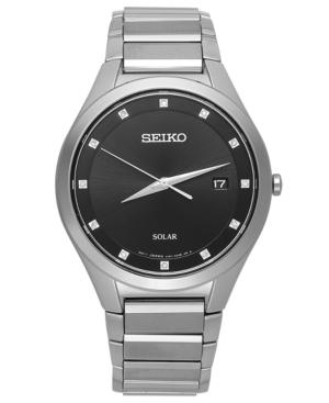 Seiko Watch, Men's Solar Diamond Accent Stainless Steel Bracelet 39mm Sne249