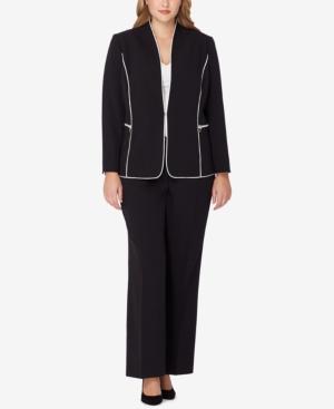 Tahari Asl Plus Size Contrast-trim Pantsuit