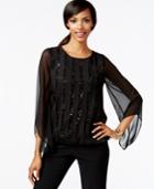 Alfani Sequin Panel Bubble-hem Top, Only At Macy's