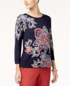 Alfred Dunner Patterned Scoop-neck Sweater