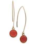 Nine West Gold-tone Red Stone Threader Drop Earrings