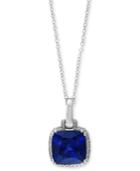 Royal Bleu By Effy Sapphire (2-1/2 Ct. T.w.) And Diamond (1/10 Ct. T.w) Pendant Necklace In 14k White Gold