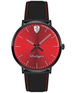 Ferrari Men's Ultraleggero Black Leather Strap Watch 40mm 0830334
