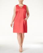 Calvin Klein Plus Size Sleeveless Lace-up Sheath Dress